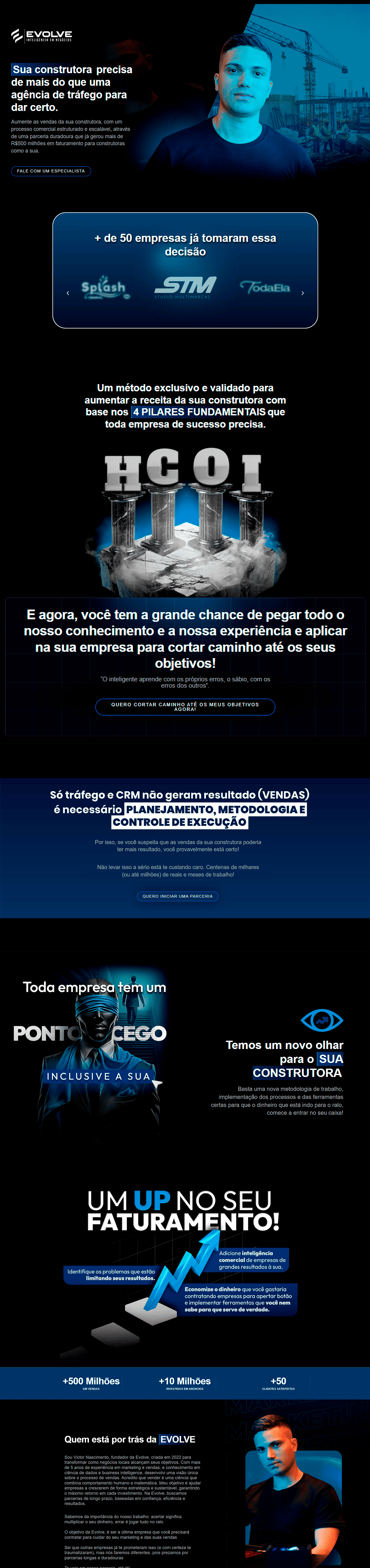 Página da Evolve IN - landing page de captação para marketing